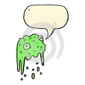 retro cartoon slime monster with speech bubble