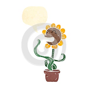 retro cartoon sunflower