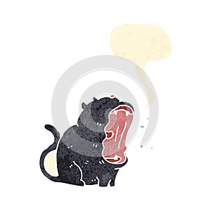 retro cartoon yawning black cat