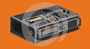 Retro Cassette Recorder: A Detailed Isometric Illustration photo