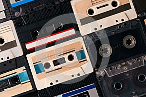 Retro cassette tapes collection background