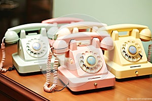 Retro charm, Landline phones in soothing colors