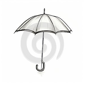 Retro Charm: White Umbrella Sketch On White Background