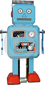 Retro Children Toy Robot, Isolated