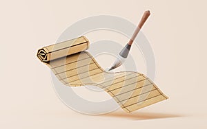 Retro Chinese acient bamboo slip, 3d rendering