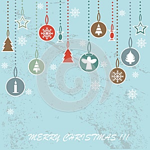 Retro Christmas background with decorative balls