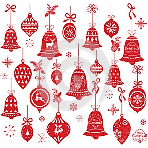 Retro Christmas Bell Design Elements