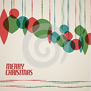 Retro Christmas card with christmas decorations