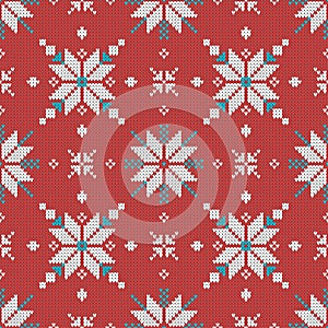 Retro Christmas Nordic Star knit red white seamless pattern