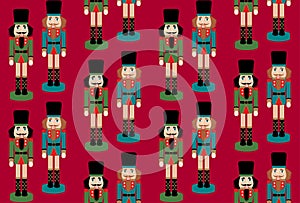 Retro Christmas Nutcrackers red seamless pattern