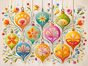 retro Christmas ornaments on a tree