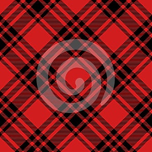 Retro Christmas tartan red black diagonal