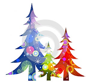 Retro Christmas Trees Clip Art photo