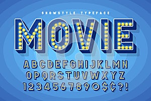 Retro cinema font design, cabaret, Broadway letters