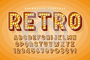 Retro cinema font design, cabaret, Broadway letters