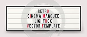Retro cinema marquee lightbox vector template