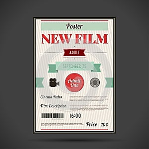 Retro cinema poster. Vector illustration