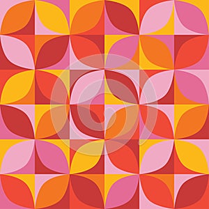 Retro circles red orange mosaic pattern