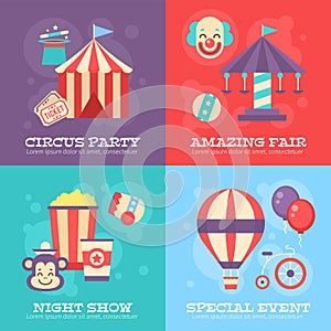 Retro circus banners with vintage festival elements