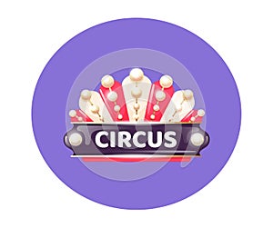 Retro circus lighting banner, new show ad outdoor sign