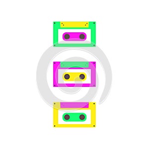 Retro Classic Cassette Tape Rainbow Colors Clipart Music Recording Radio Audio Vintage Cute Case Illustration