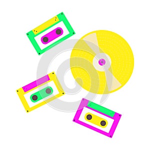 Retro Classic Cassette Tape Rainbow Colors Clipart Music Recording Radio Audio Vintage Cute Case Illustration