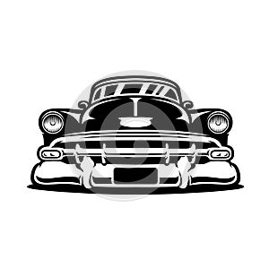 Retro classic hot rod car vector image illustration front view isolated photo