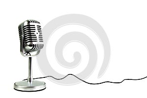 Retro classic microphone on a white background