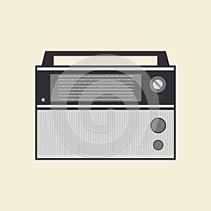 retro classic radio flat design vector illustration. old radio tuner. Vector illustration of vintage radio receiver, flat style.