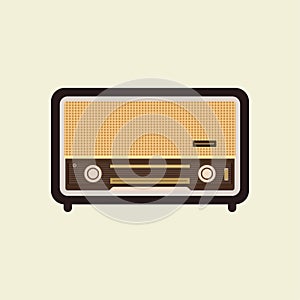 retro classic radio flat design vector illustration. old radio tuner. Vector illustration of vintage radio receiver, flat style.