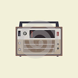 retro classic radio flat design vector illustration. old radio tuner. Vector illustration of vintage radio receiver, flat style.