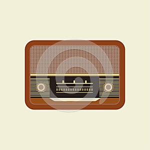 retro classic radio flat design vector illustration. old radio tuner. Vector illustration of vintage radio receiver, flat style.