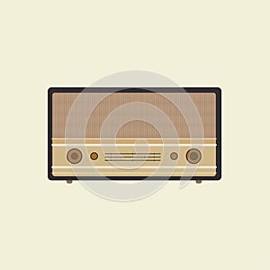 retro classic radio flat design vector illustration. old radio tuner. Vector illustration of vintage radio receiver, flat style.