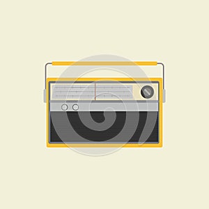 retro classic radio flat design vector illustration. old radio tuner. Vector illustration of vintage radio receiver, flat style.