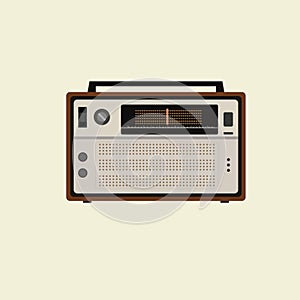 retro classic radio flat design vector illustration. old radio tuner. Vector illustration of vintage radio receiver, flat style.