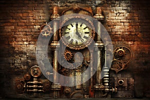 Retro clock mechanism steampunk style