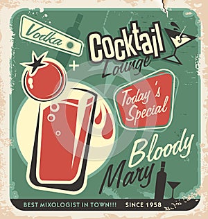 Retro cocktail lounge vector poster design