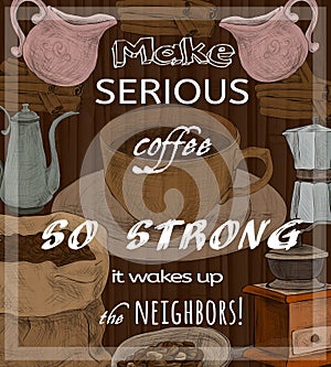 Retro coffe set poster