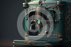 Retro coffee machine with vintage patterns. Generative AI