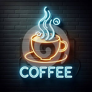 Retro coffee neon sign Illustration