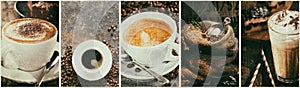 Retro Collage of various hot coffee