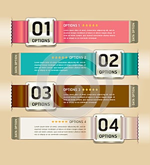 Retro Color Medals with Ribbon Style Banner.