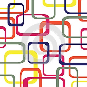 Retro color vector pattern background with squares - rounded