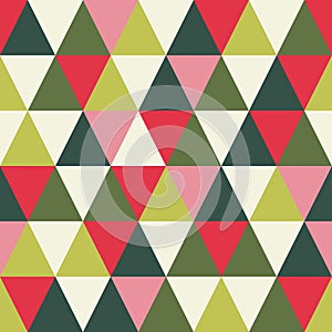 Retro Colourful Geometric Triangles Seamless Vector Pattern