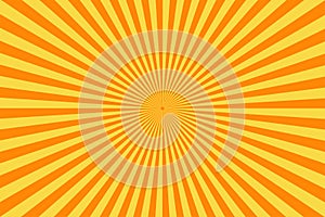 Retro comic book background. Vintage yellow sun rays. Pop art style