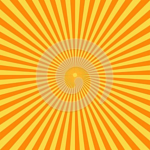 Retro comic book background. Vintage yellow sun rays. Pop art style