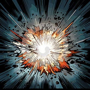 Retro Comic Book Style Supernova Explosion Graphic Art photo