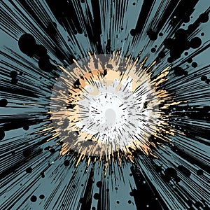 Retro Comic Book Style Supernova Explosion With Kinetic Light Burst