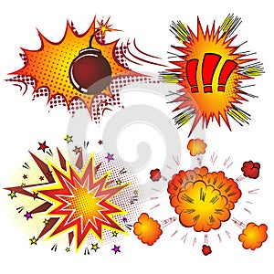 Retro Comic Book Vector Boom Explosion