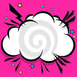 Retro comic design cloud. Flash explosion speech bubbles.